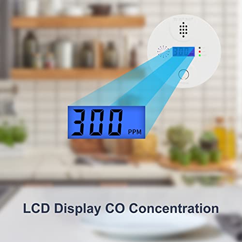 Carbon Monoxide Alarm, Digital Display CO Detector Security CO Monoxide for Home Kitchen Bedroom Safety Battery Powered (Battery not Included),Comply with CSA 6.19 (2 Pack)