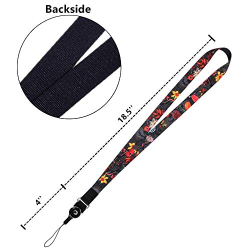 Cell Phone Lanyard Detachable, Universal Phone Neck Strap, Soft Phone Lanyard Neck Strap Case Holder, Crimmy Smartphone Strap (Black Flower)