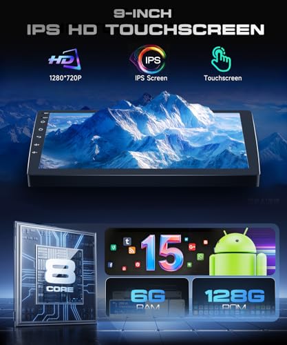 VECHTEL 8 Core 6G+128G Android 15 Car Radio for Fiat 500X 2014-2020, 9 Inch IPS HD Screen Tactile Stereo Car Stereo Car Co Carplay Android Car Wireless DSP GPS Wi-Fi USB Bluetooth 5.0 FM RDS Rear View Camera