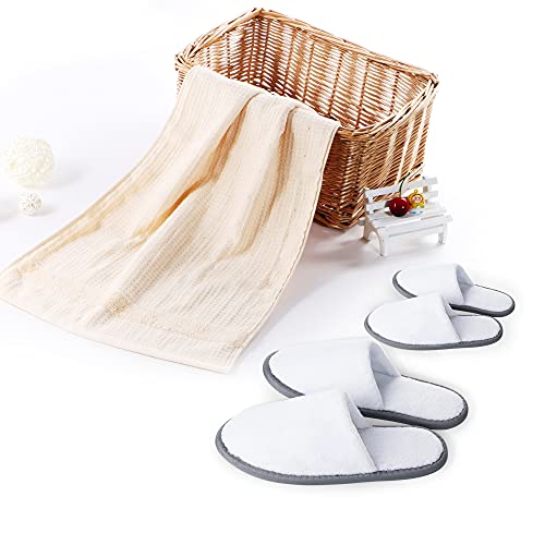 Spa Slippers, (White-6Pairs) Closed Toe Medium Size Disposable