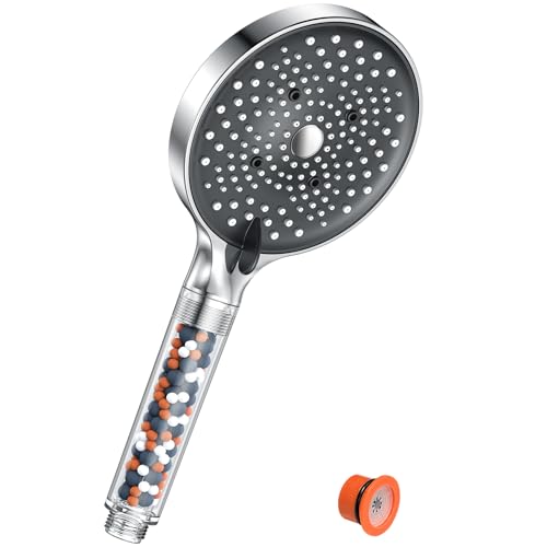 YEAUPE PRO Soffione doccia alta pressione risparmio idrico, soffione doccia grande con 6 (130 mm di diametro) tipi di getto, cromato