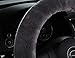 MLOVESIE Fluffy Wool Car Steering Wheel Cover Genuine Sheepskin Steering Wheels Interior Accessories for Women Anti-Slip Universal for 15 inch (Gray)