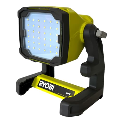 RYOBI 18 V ONE+ Akku-LED-Strahler RLFD18-0 (360° drehbarer Kopf, LED's mit 3 Leuchtstufen, 500, 1.100 und 1.800, kompakte Leuchte, ohne Akku und Ladegerät), Grün