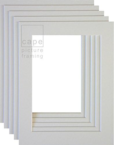 Picture Mounts, Frame Size 16 x 12 to fit A4 Image, Choice of Colour & Quantity [Soft White/Off-white, Pack of 5]