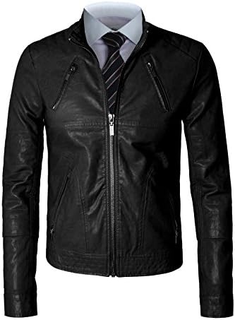 LNY Apparel Men's Faux leather Multi zipper Rider Jacket-slim fit (MOT012-BLACK063-M)