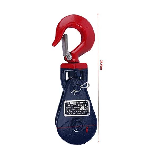 FreeTec 2 Tonnen Umlenkrolle Seilrolle Snatchblock Windenrolle mit Haken fÃ¼r Seilwinde – Bild 3