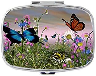 Butterflies In Daisy Fields Custom Fashion Rectangular Pill Box Medicine Tablet Holder Organizer Case
