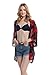 Floral Kimono For Women, Light Chiffon 3/4 Sleeves Beachwear Cover Up Robe Cardigan Bikini Dress(Black&Red,L)