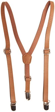 Faux(PU) Leather Suspenders for Baby, Boys, Teens, and Adults (Extra Large- Teens and Adults 5'5"-6'5", Tan Faux Leather)