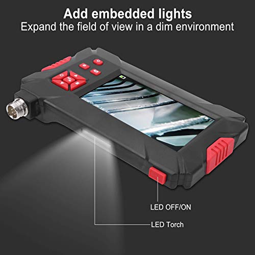 Walfront Cámara de Endoscopio Digital P30 Cámara de Boroscopio de Doble Lente Industrial Impermeable con Pantalla LCD y 9 ​​Luces(10M)