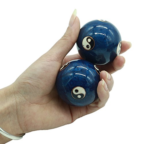 2''Baoding Health Balls Chinese Exercise Stress Balls Craft Collection(Ancient Chinese characters) BS162(L, blue)