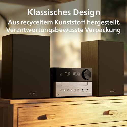 TAM3205M2 HiFi Mikromusik-Anlage, Bluetooth-fähig, CD-Player, USB, Auracast FM Radio, 85% PCR-Material