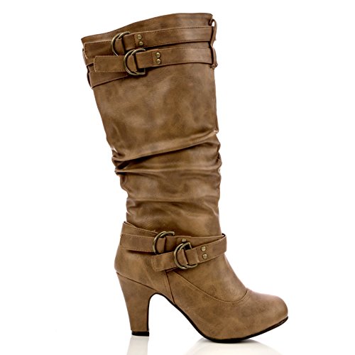 Charles Albert Women's River Mid-Calf Heeled Boot in Brown Size: 8