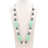 Consider It Maid Silicone Teething Necklace for Mom to Wear - FREE E-BOOK - BPA FREE and FDA Approved - Utopia (White/Grey/Mint)