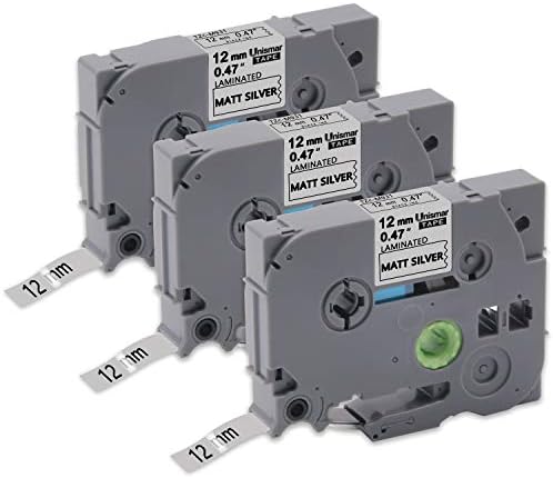 Unismar Compatible for Brother TZe-M931 Black on Matte Silver 12mm 0.47 Laminated Label Tape for Ptouch PT-D200 PT-D210 PT-D600 PT-D400 PT-H100 PT-H110 PT-1290 PT-1280 Label Maker, 1/2" x 26.2', 3Pk