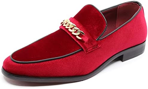 Amazon.com | FERUCCI Handmade Burgundy Men Velvet Slippers  display picture 3