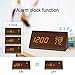 BlaCOG Alarm Clock Display Time Date Temperature,Wooden Alarm Clock for Bedroom,Digital clock Adjustable Brightness Voice Control-Brown/Orange
