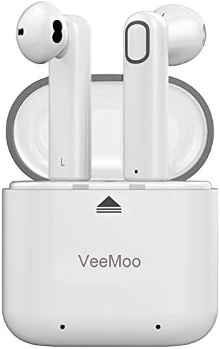 Bluetooth Earphones,Veemoo Bluetooth 4.2 Stereo Wireless Mini Dual Earbuds Charging Box Mic Sports Sweatproof Noise Cancelling Headphones for iPhone X/8 plus/7/6/6s/6 plus/5s iPad Samsung Smartphones