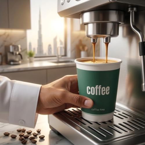 SELFIE CAT 25Pcs 10oz Double Wall Paper Cups for Majlis & Karak Tea