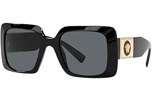 Versace VE 4405 GB1/87 Black Plastic Rectangle Sunglasses Grey Lens