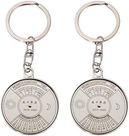 wuliLINL 50 Years Perpetual Calendar Keyring Keychain Alloy Key Unique Compass Chain Ring Keyfob Metal KeyChain Gift