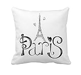 Paris Eiffel Tower Throw Pillow Cover Home Decorative Cotton Polyester Cusion Cover 18 x 18 Inches(Valentine's Day Gift)