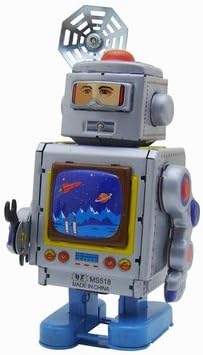 Aerospace Repairer Robot, Metal Robot Winds Up, New Tin Toy Collection, 5 Tall by Classic Tin Toy