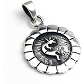 COSUMOSU Kokopelli Native American style 925 Sterling Silver Pendant - circle