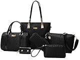 Womens 6 Pcs Lightweight Tote Work Bag Handbag and Purse Set