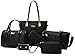 Womens 6 Pcs Lightweight Tote Work Bag Handbag and Purse Set