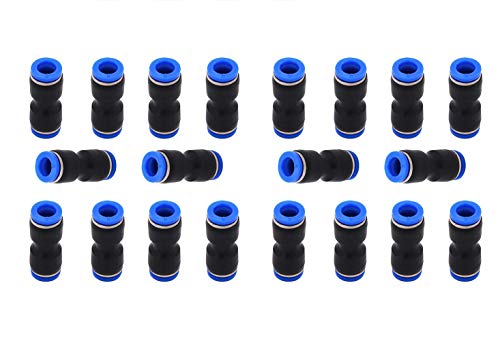 Sydien 20pcs Plastic Straight Union Pipe Tube Fitting Push in Fitting Pneumatic Quick Connector,8mm to 8mm