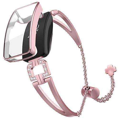 Mostof Bling Metal Bracelet Compatible with Fitbit Inspire/Inspire HR Bands with Case, Women Girl St Mostof Bling Metal Bracelet Compatible with Fitbit Inspire/Inspire HR Bands with Case, Women Girl St