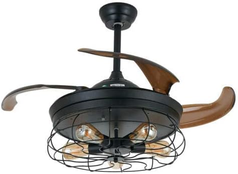 Ventilador de techo con luz LED E27, 2 en 1 L, silencioso, retráctil