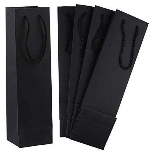 Sdootjewelry 50 pcs Wine Bags Black, 3.7"x 3.5" x 13.8" Wine Bags Bulk