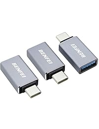 Benfei - Adaptador USB C a USB 3.0 (3 unidades, USB C a A macho a hembra, compatible con MacBook 2018 2017 2016, Samsung Galaxy Note 8, Galaxy S8 S8 + S9, Google Pixel, Nexus, etc.)