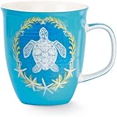 Cape Shore Ocean 15oz Harbor Mug with Full Wrap Design and Decorated Handle (Turquoise Turtle)