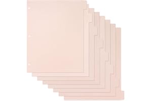 KOQYE Pink Dividers for 3 Ring Binder, 8-Tab Sturdy Plastic Dividers, Insertable Notebook Planner Tab Dividers for Binders (1 Set)