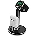 ATOPHK 2 in 1 Premium Aluminum Desktop Stand Charging Dock Station for Apple iWatch (38mm 42mm) Nightstand Mode Compatible, Airpods Wireless Bluetooth Headphone Case with Cable Management (102-Black)