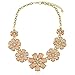 LUX ACCESSORIES Peach Floral Flower Pave Crystal Statement Necklace