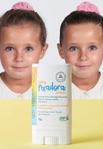Verdi Natural Cera Fixadora Antifrizz, Bastão, 12g, Hipoalergênico, com Manteiga Murumuru e Óleo de Pracaxi, a Partir de 3 Anos