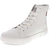 Levi's Womens Elite Twill Casual Lace Up Sneaker Shoe, White Mono, 9 M
