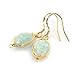 Natural Stone Wire Wrap Dangle Drop Earrings Gold Plated 925 Sterling Silver Hook/Aquamarine Oval