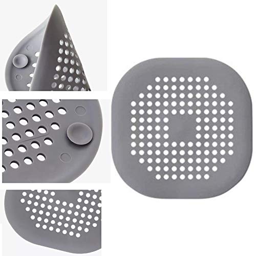 Shower Drain Cover silicone,Drain Protector, Hair Trap,Hair Catch,Drain Filter,Sink Strainer 2 Pack Grey - Thumbnail 4