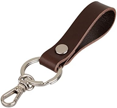 Richbud Vegetable Leather Keychain POB Lobster Snap Silver Handcraft Key Ring Lanyard Handmade (Dark Brown)