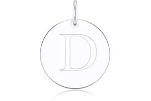 LGSY 925 Sterling Silver Mini Initial Disc Round Charm Pendant for Women Jewelry
