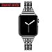 Secbolt Bling Bands Compatible with Apple Watch Band 42mm(Series 3) 44mm 45mm 46mm 49mm Women iWatch SE Series 10 9 8 7 6 5 4 3 2 1, Dressy Jewelry Metal Wristband Strap Diamond Rhinestone, Black