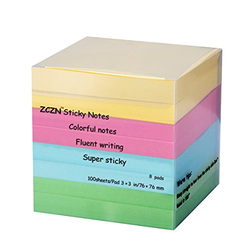 ZCZN 4 Color Sticky Notes,3 in x 3 in 8 Pads/Pack 100 Sheets/Pad Self-Sticky Notes (8 Pads) - Thumbnail 4