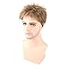 Kalyss Men's Short Straight Brown Wig Heat Resistant Synthetic Hair Wigs with Hair Bangs