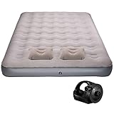 Mpow Air Mattress Camping, Inflatable Air Bed with Rechargeable Electric Pump, Blow up Bed Tent Mattress with Air Pillow, Height 9″, Queen Size for Camping, Home