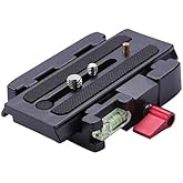 Wondalu Professional Aluminum Alloy Rapid Connect Adapter Mount Camera Quick Release Shoe Plate with 1/4 3/8 inches Screw for DSLR Camera Camcorder Tripod Monopod, Compatible with Manfrotto 577/501PL/